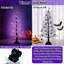 [Timer] 4Ft 70 LED Halloween Black Tree Decoration With Purple Lights & 16 DIY Bat Artificial Halloween Spooky Tree Waterproof Battery Operated Lighted Tree For Outdoor Indoor Yard Garden
