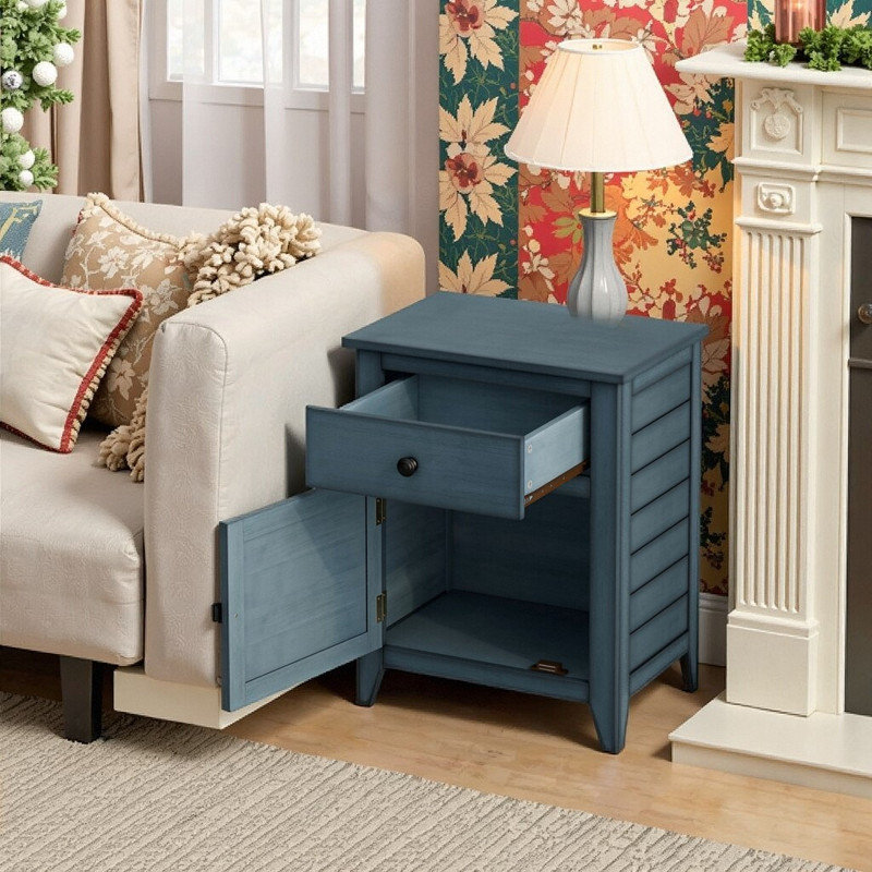 Table de bout transitionnelle en bois d'ingénierie de L 20 po avec tiroir de rangement et armoire, table de chevet, H 25,25 po