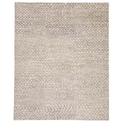 Tapis ivoire / noir en laine noué à la main Alemar