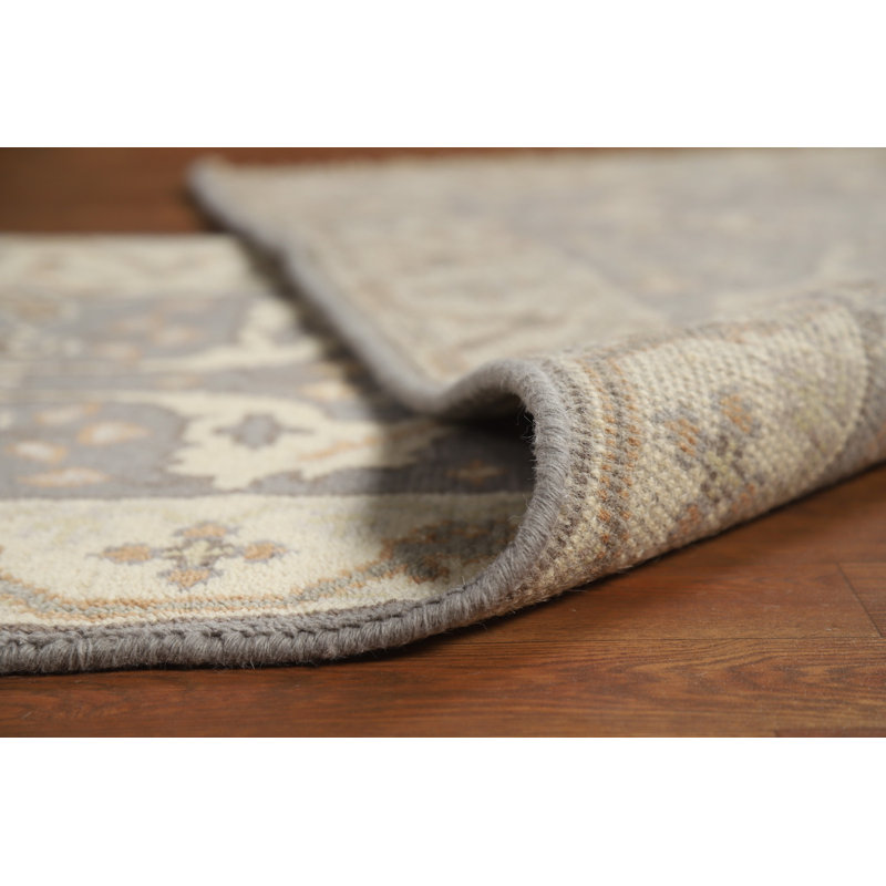 Tapis de couloir indien fait à la main gris Oushak 3 x 10