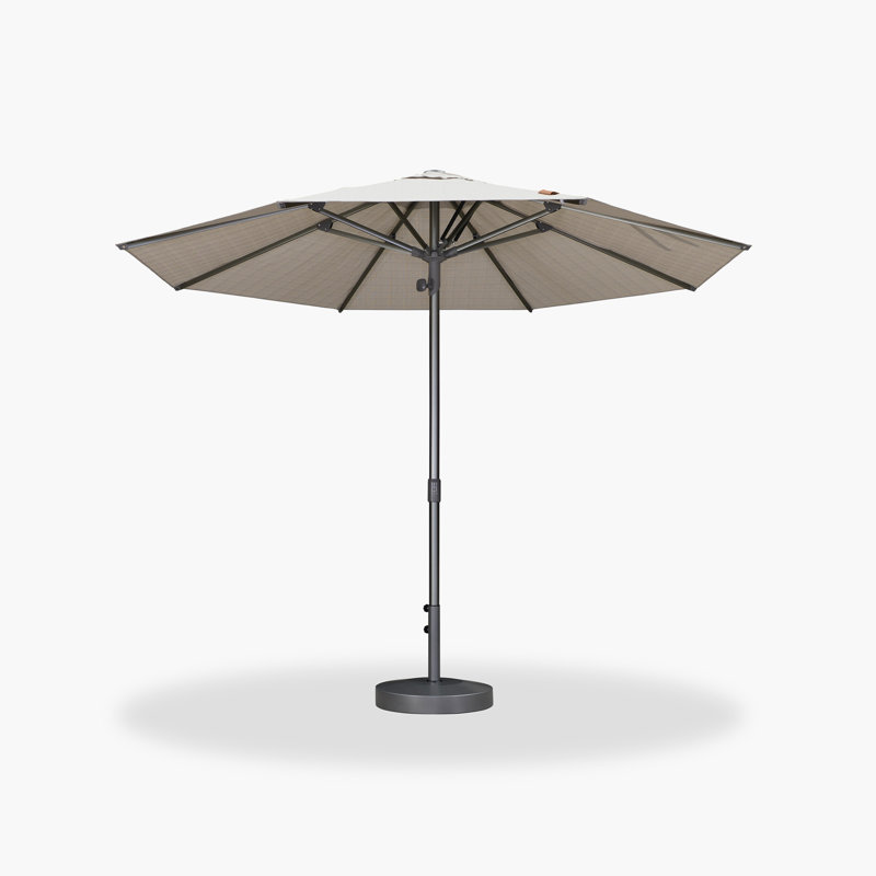 Parasol de table semi-automatique 9 pi avec 8 parasols robustes gris et gris, 106" W x 96" D, Beige