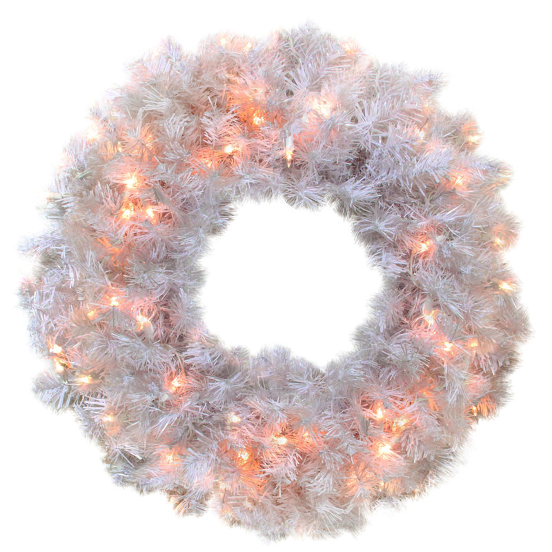 Couronne de Noël artificielle en pin cèdre blanc 24 po, Transparent