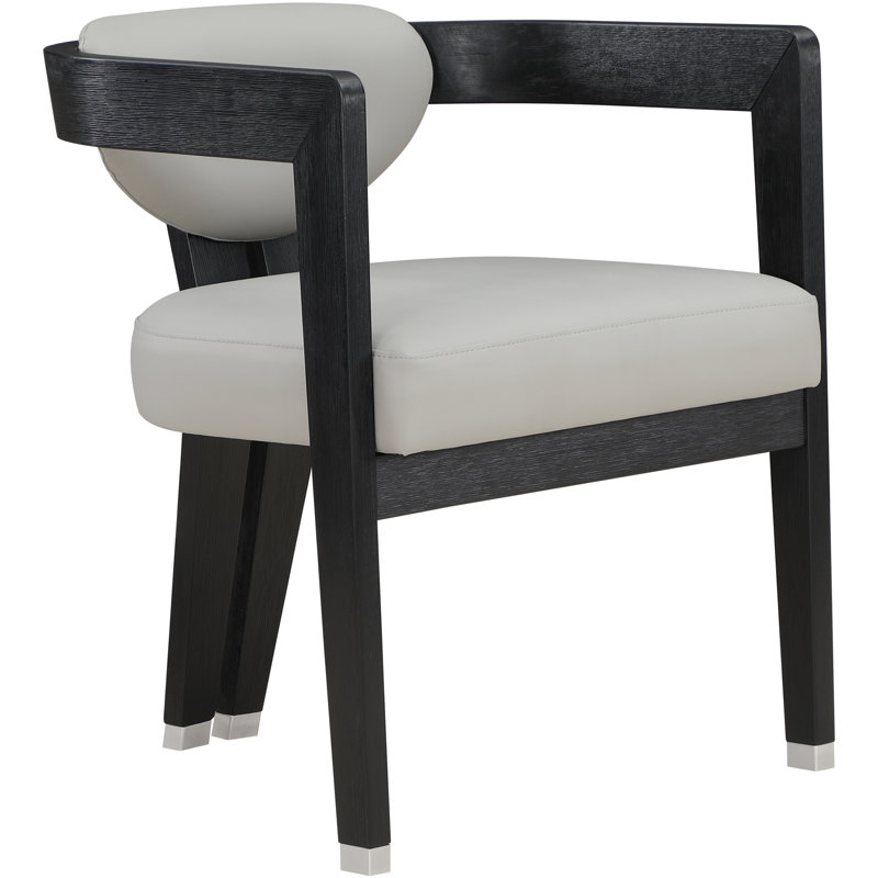 Parina 19.3'' H Upholstered Armchair, Grey Vegan Leather, Black Wire Brush