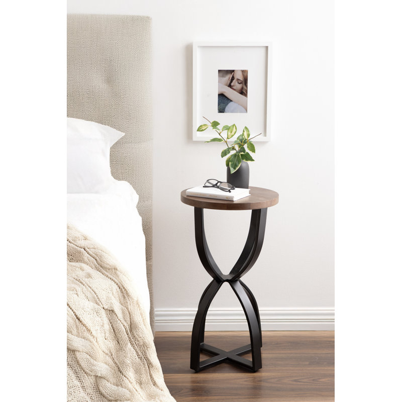 Ulott Wood and Metal Round Side Table