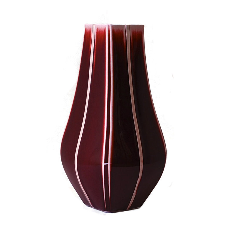 Oxblood Stripe Square Vase