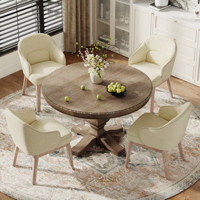 Upholstered Modern Accent Chair with Wooden Legs