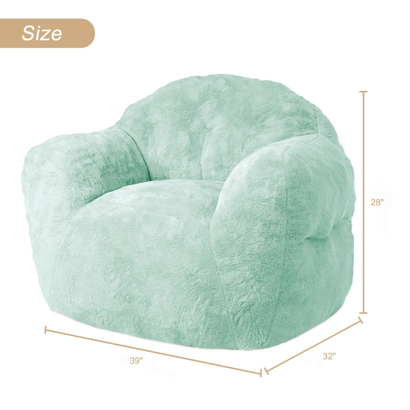 Fauteuil à billes, fauteuil à billes avec accoudoirs, Polyester blanc cassé, H 28 po x l 39 po x P 32 po