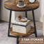 Table de bout industrielle 19,68 pouces avec tablette de rangement, table d'appoint ronde à 2 niveaux pour petits espaces, brun rustique, table de chevet robuste ou table basse