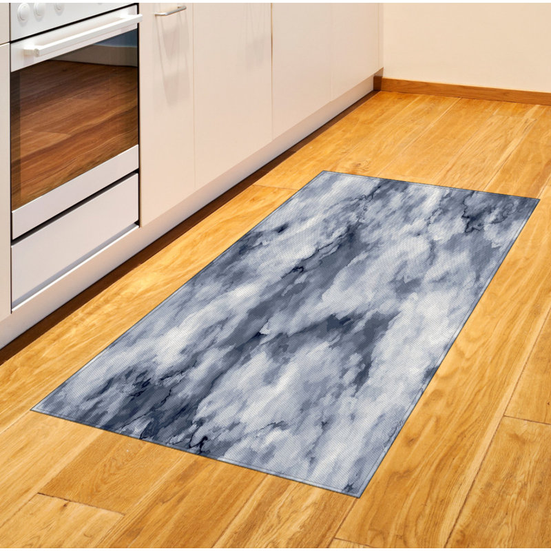Marble Print High Density Long Fiber Poly Threads Decorative Area Rug Carpet, Rectangle 2'7" x 5'