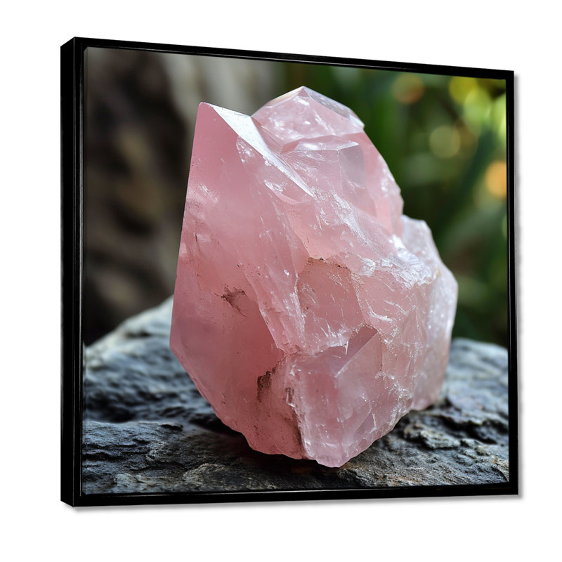 «Rose Quartz Crystal Geode», reproduction d'art sur pierre, Toile avec cadre flottant noir, H 16 po x l 16 po x P 1 po