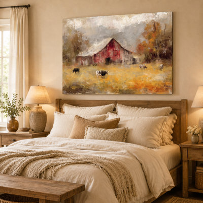 Heartland Grazing - Countryside Cattle Meadow Wrapped Canvas Wall Art