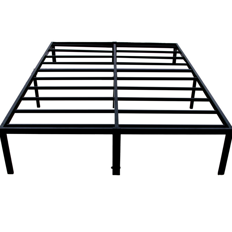 Sommier à plateforme robuste en acier noir pour lits jumeaux XL, design moderne et espace de rangement sous le lit, lignes épurées