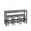 Table de salle à manger de cuisine moderne, table de pub, ensemble de table de salle à manger longue avec 3 tabourets, assemblage facile, gris brun (même SKU: W75753849)-2143417006-2143417007