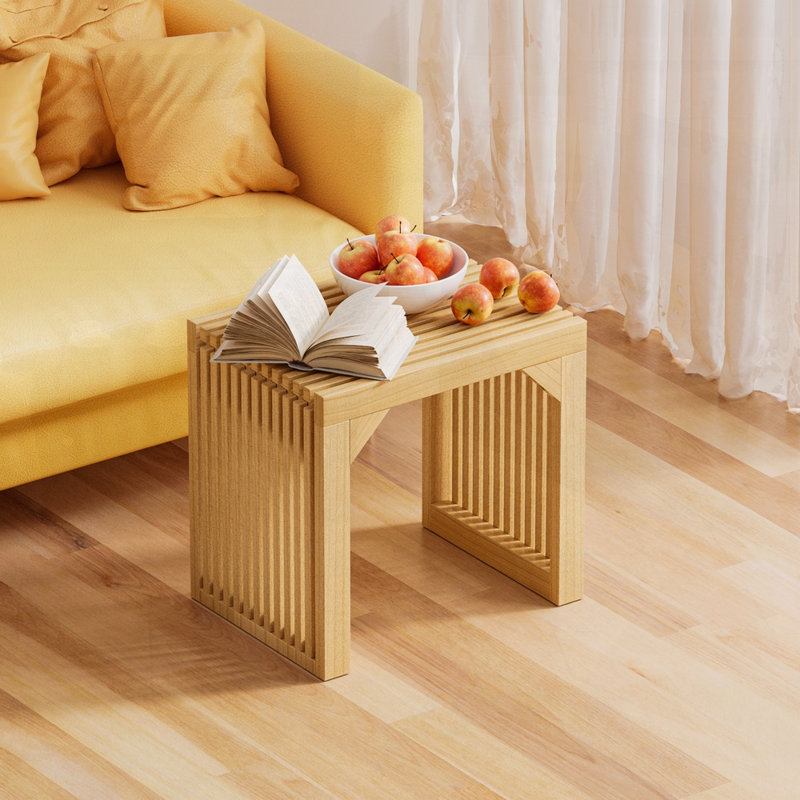 Console étroite en bois massif, Naturel, H 16,92 po x l 17,71 po x P 12,99 po