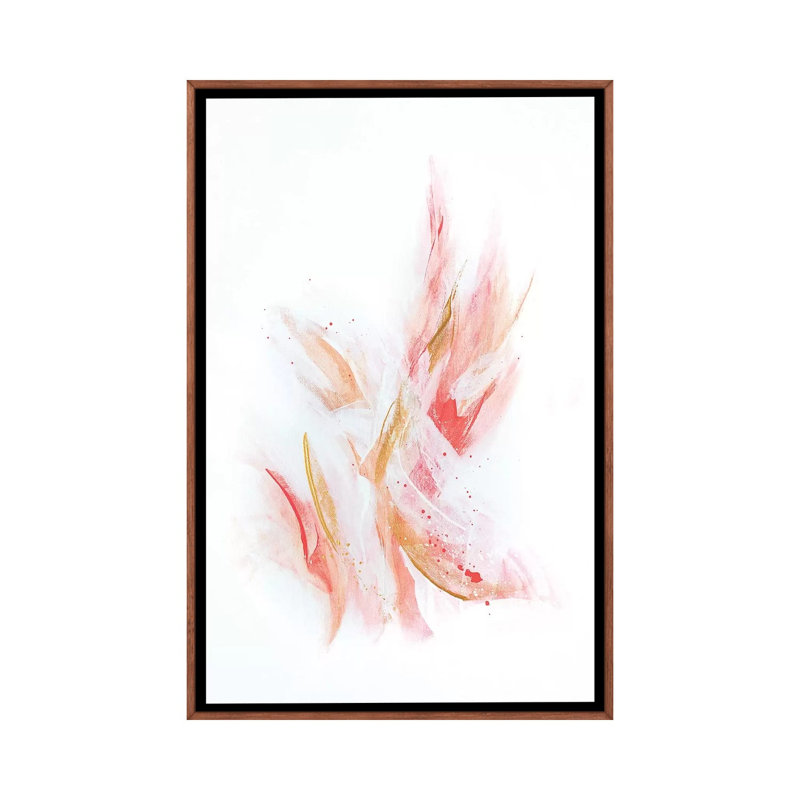 Rose Gold Ribbons - Print on Canvas, 101.6 cm H x 66.04 cm W, Classic Brown Wood Framed