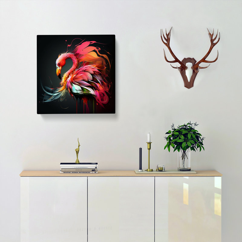 Flamingo Abstract Art No.1 - Wrapped Canvas, 35cm H x 35cm W x 3cm D