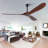 72-Inch Solid Wood Outdoor Ceiling Fan, Three-Blade, Lightless, Walnut Finish, Suitable For Patios, Living Rooms, Bedrooms, And Porches, Includes Remote Control
