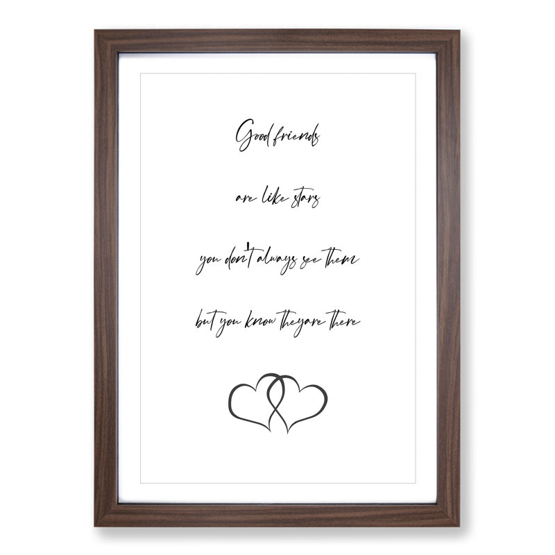 Good Friends - Picture Frame Typography, Walnut Framed, 36cm H x 27cm W x 2cm D