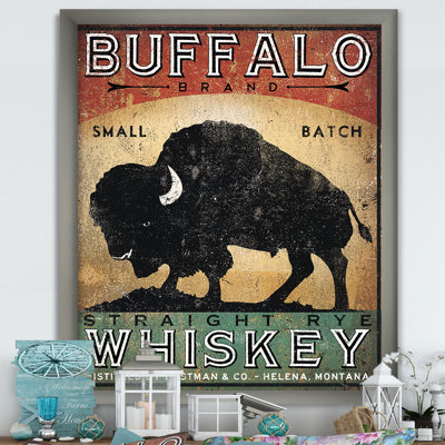 « rétro buffalo whiskey »-cadre photo imprimé sur toile