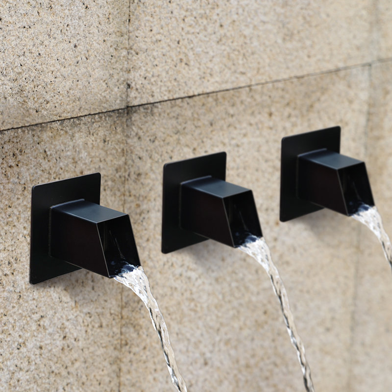 Outdoor Stainless Steel Waterfall Fountain, Black