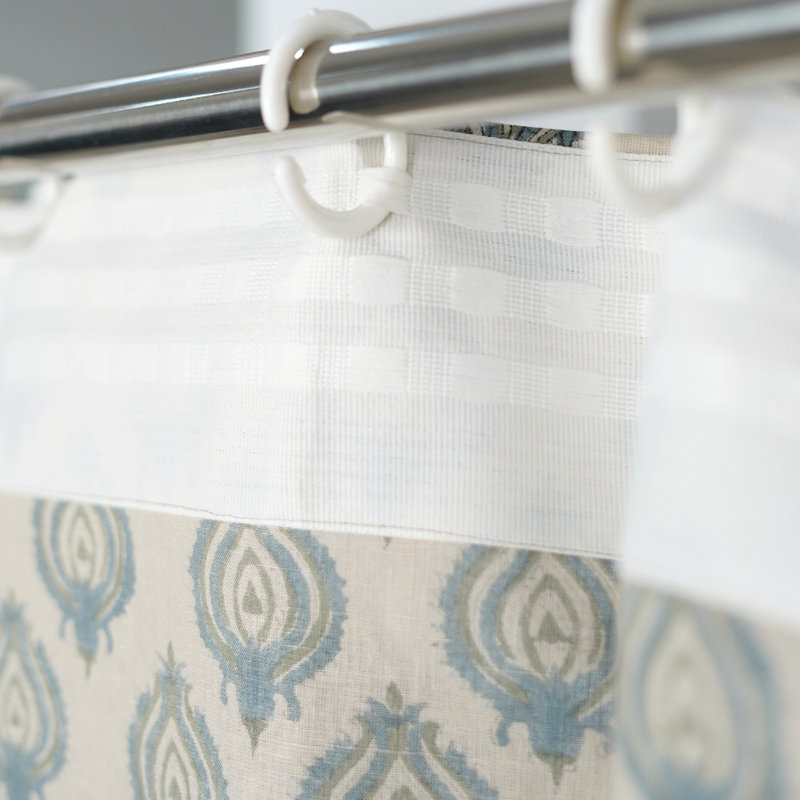  Rideau en viscose à motif floral imprimé à la main pour la maison - Uday, L 54 po x L 102 po