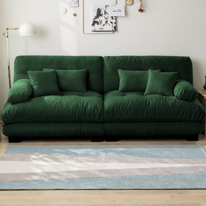 Causeuse rembourrée en chenille avec accoudoirs arrondis Nimbus Cloud Couch, H 35,4 po x l 94,4 po x P 36 po, 2, Vert