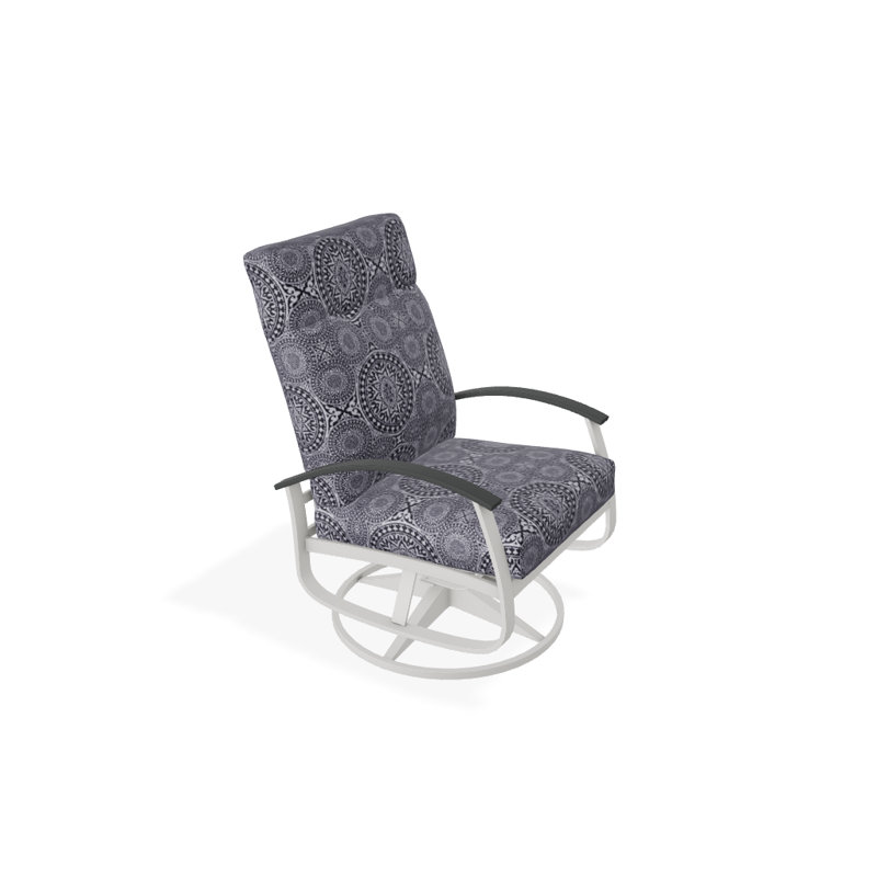 Belle Isle Outdoor Rocker Chair, Blue/White Stripe, Classic Graphite P30, Textured Snow