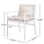 Ensemble de 2 chaises de salle à manger d'extérieur, fauteuil en bois d'acacia avec dossier en corde et coussin hydrofuge, structure blanche, capacité de poids de 400 lb