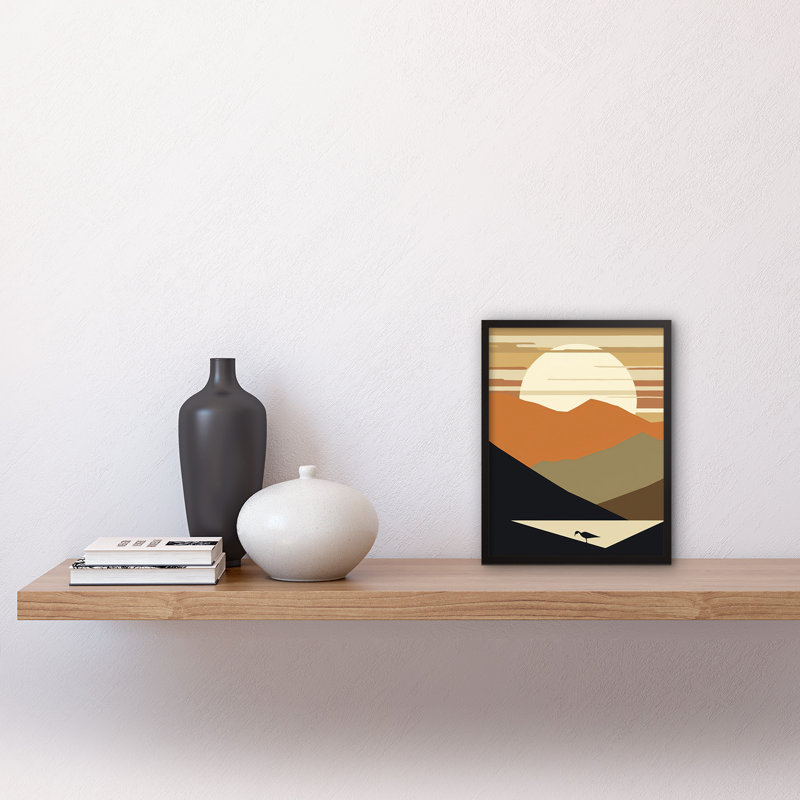 Ashunte Lakeside Mountain Sunset Boho Minimalism Landscape - Single Picture Frame Print