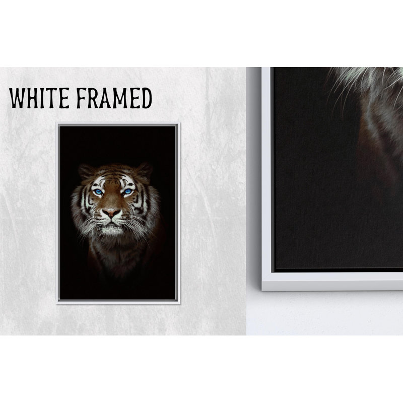 Art moderne sur toile, impression de tigre aux yeux bleus pour un décor élégant, 1P, H: 17,8 po x l: 13,8 po