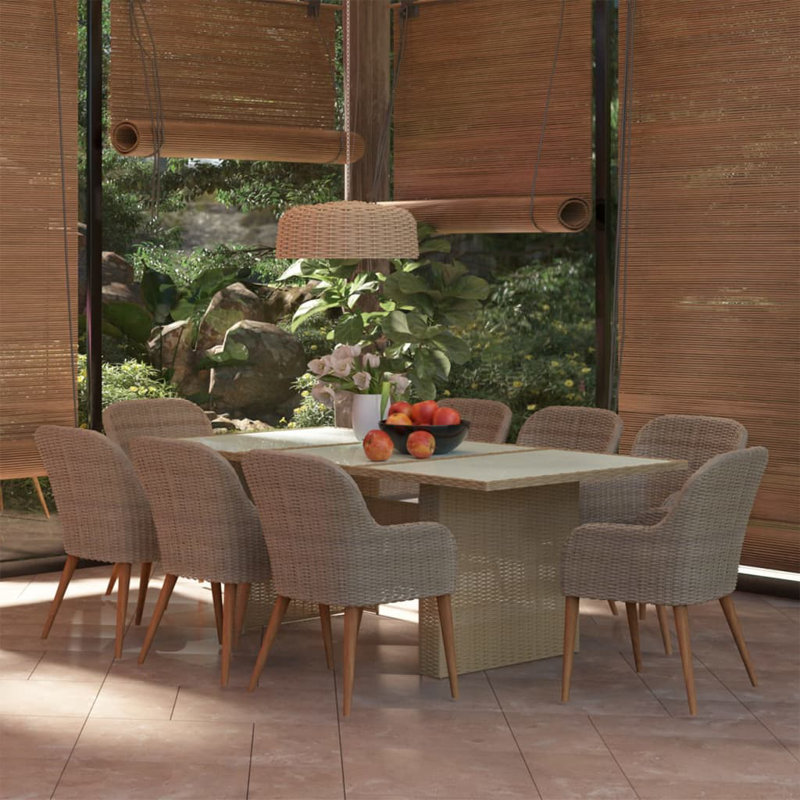 Ensemble repas pour 8 personnes avec coussins Dinncus, Brun, Transparent