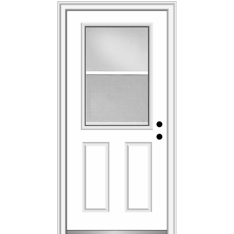 Smooth 0.5 Lite 2-Panel Venting Fibreglass Prehung Front Entry Doors, 81.75" H x 34" W x 4.56" D, Left Hand/Inswing