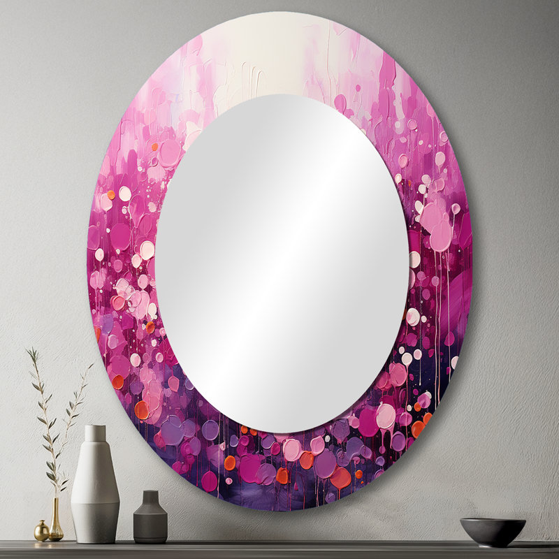 Magenta Magic - Landscapes Oval Decorative Mirror On Metal, 43" x 33"