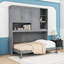 Lit escamotable simple en bois avec tablettes de rangement intégrées, armoire, éclairage et ports USB-1429665144