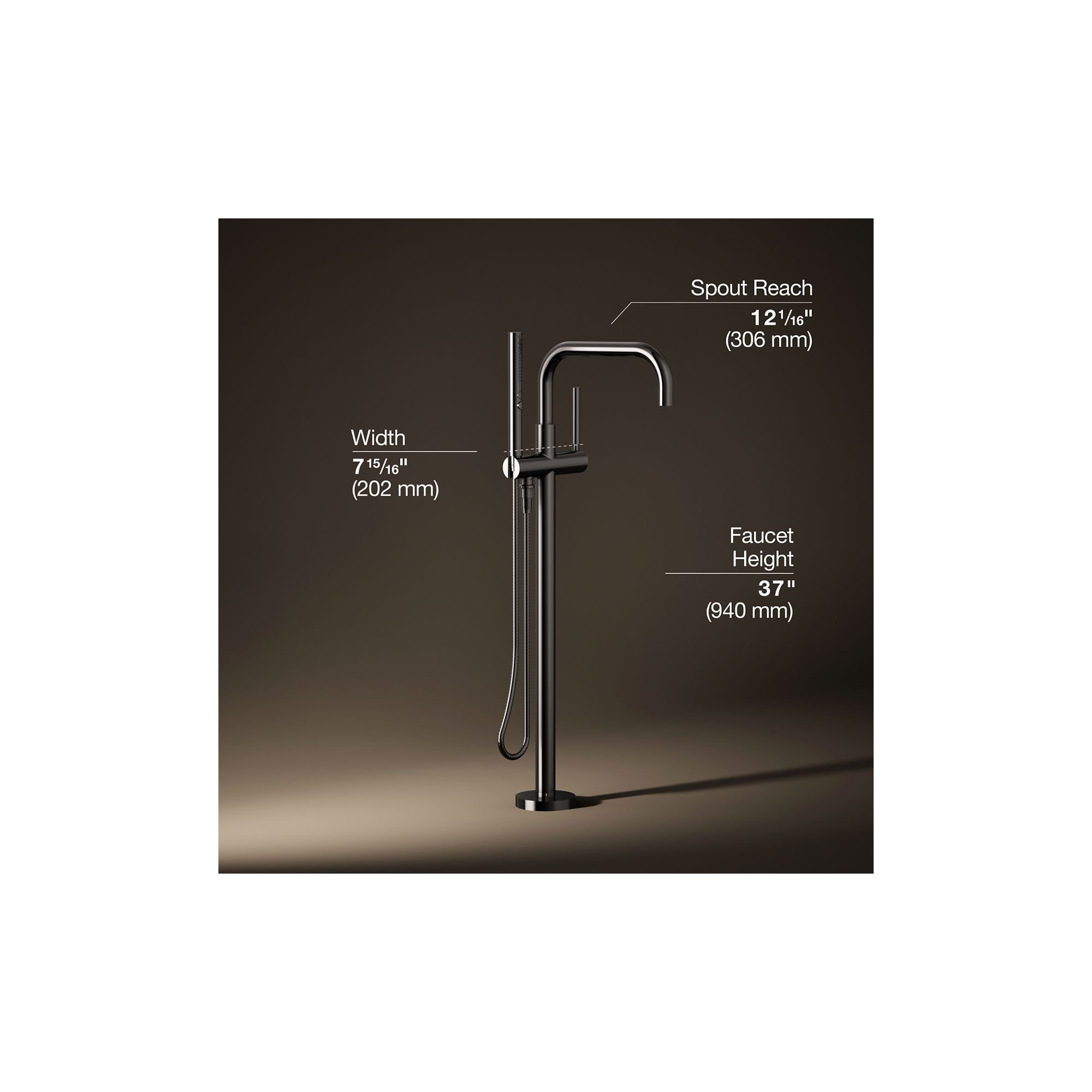 Purist Floor-Mount Bath Filler Trim with Handshower, Vibrant Titanium