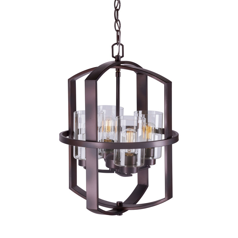 Luminaire suspendu lanterne rectangulaire 4 lumières