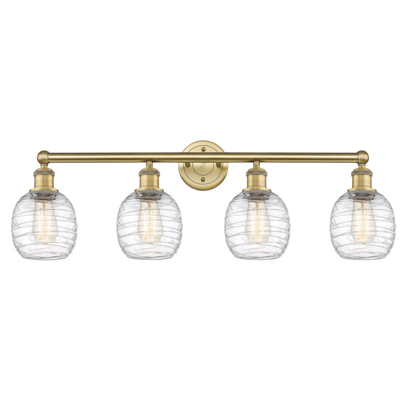 Éclairage pour meuble-lavabo 4 lumières Carlucci, Déco tourbillon, Laiton brossé
