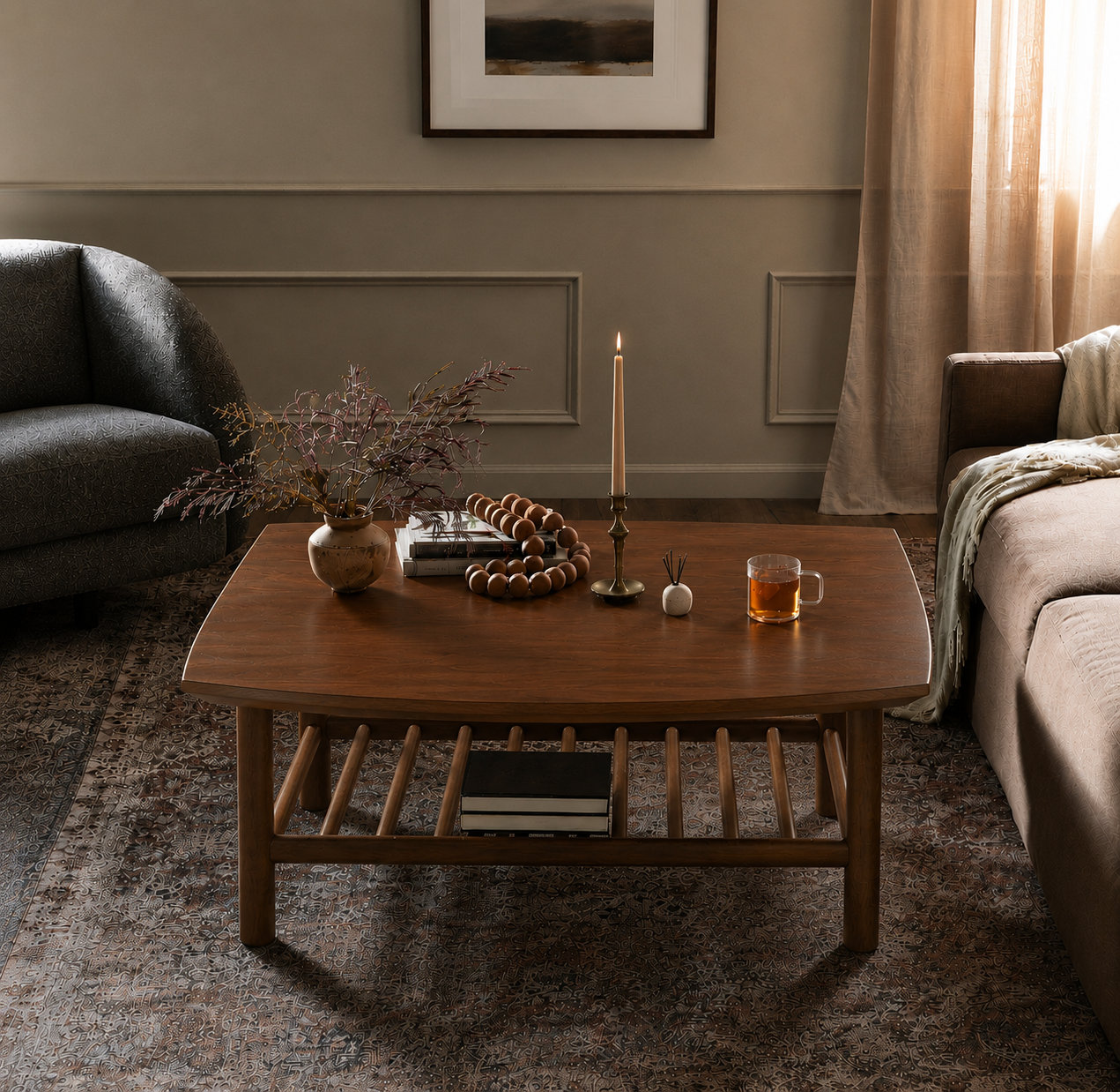 Pope 32" Square Coffee Table, Dark Walnut