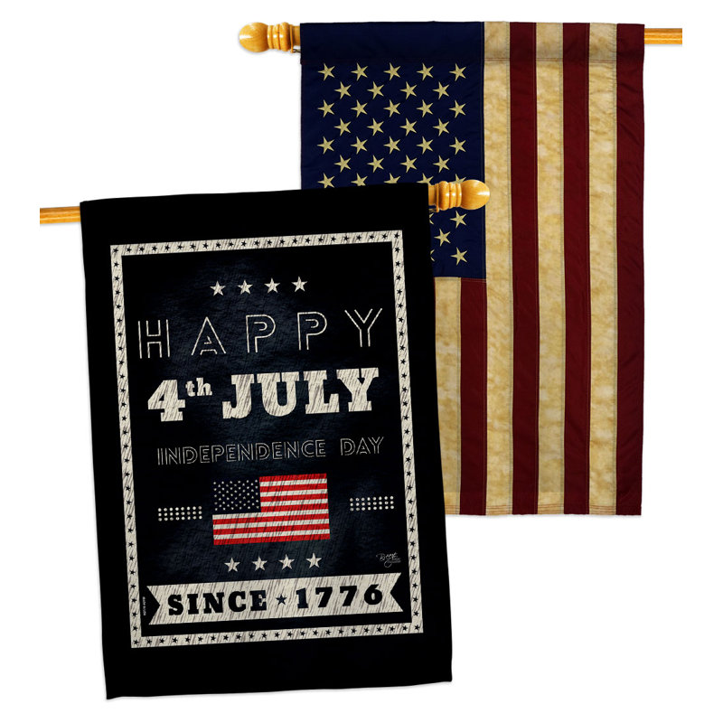 Drapeau de maison en polyester 40 x 28 po Happy 4Th juillet