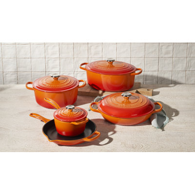Le Creuset Signature Cast Iron 9-Piece Cookware Set, Flame