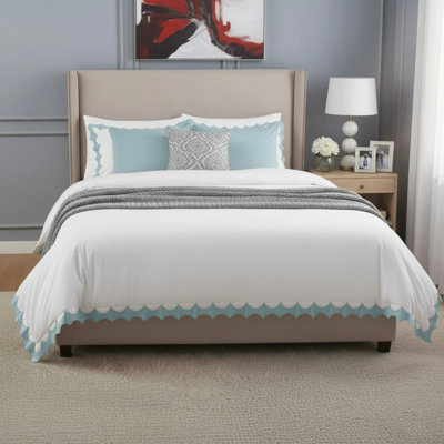 Reverse Scalloped Applique Embroidery Cotton Duvet Cover Set