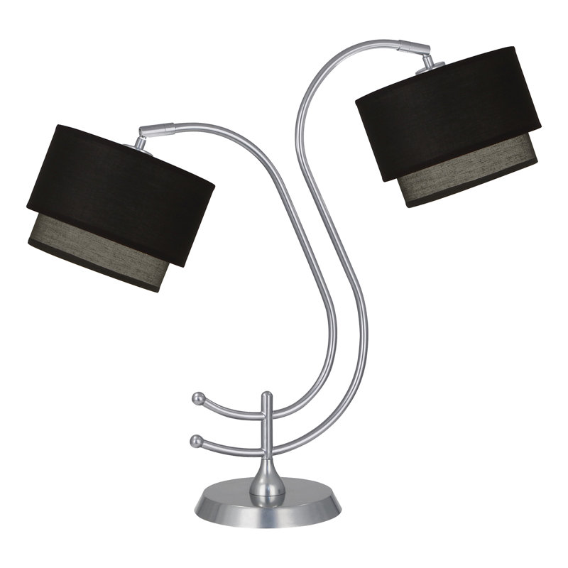 Charlee Desk Table Lamp, Raven Black, Chrome