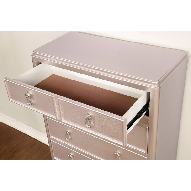 Annistyn 36'' W 5 - Drawer Dresser, Rose Gold