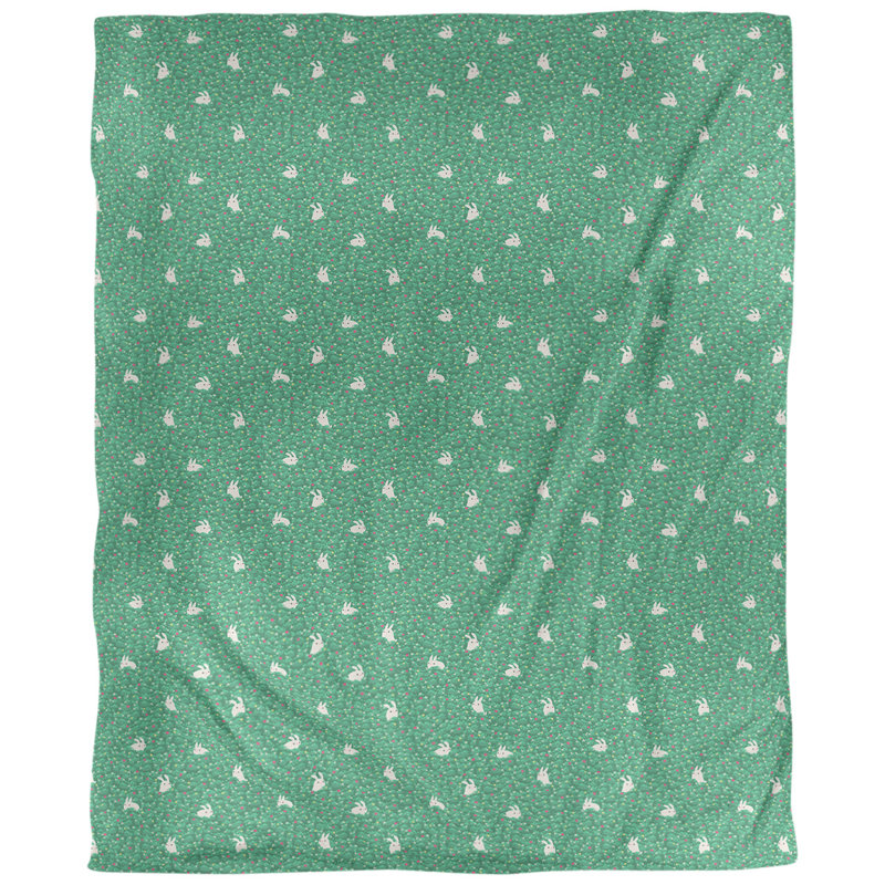 Tissu lapin lapin, Bleu / rose, L 58 po x l 36 po, Faux lin