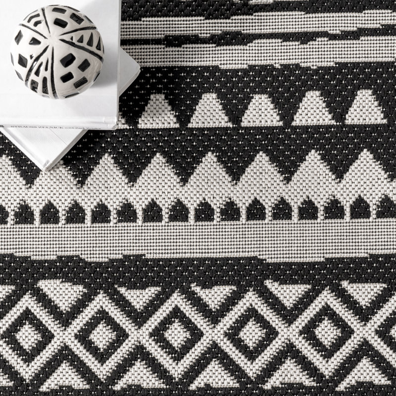 Tapis noir / gris Eilers Southwestern, Rectangle 8 pi x 10 pi