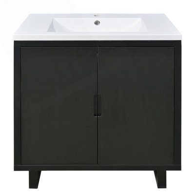 Ensemble de meuble-lavabo de 30 pouces avec lavabo, armoire combinée et structure en bois massif pour un rangement élégant