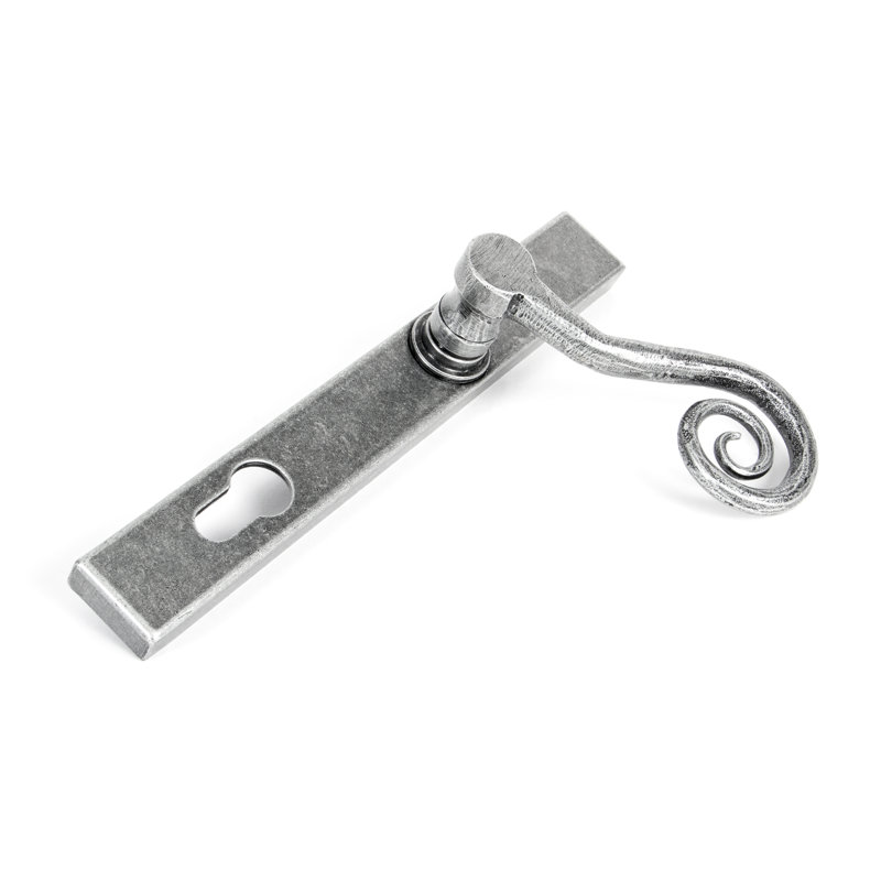 Monkeytail Lock Left Hand Door Handle, Pewter Patina, Right