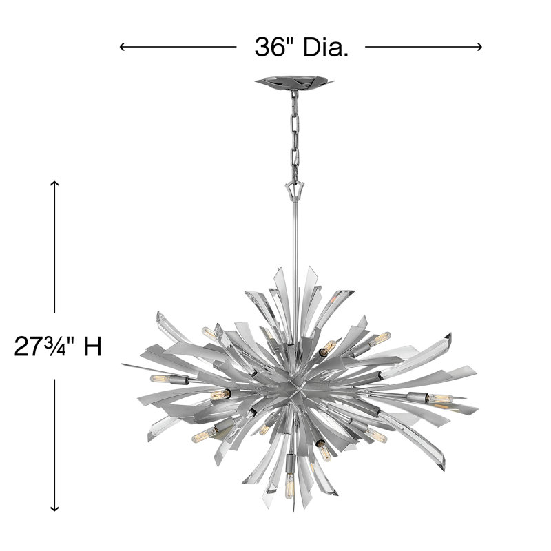Luminaire suspendu lustre Sputnik 13 lumières Vida, Glacial