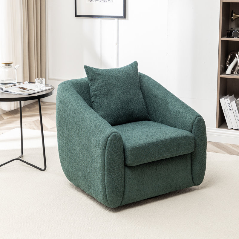 Shively 32'' Wide Upholstered Swivel Chair, Green