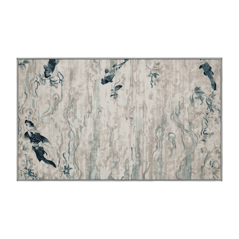 Machine Washable Gray Area Rug, Runner 2' x 4'